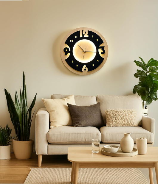 METSY Metal Laser Cut Numerical Analogue Art Hanging Clock Black & White for Home and Office | Metal Wall Art | Decor Items (Round Stylish Latest Wall Clock)
