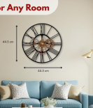 METSY Designer Gear Wall Clock Metal Wall Art Clock Decor for Living Room | Metal Art | Wall Hangings for Home Decoration| 44.5x44.5cm | Precise Laser Cutting & Black Powder Coated