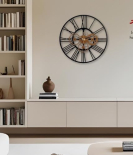 METSY Designer Gear Wall Clock Metal Wall Art Clock Decor for Living Room | Metal Art | Wall Hangings for Home Decoration| 44.5x44.5cm | Precise Laser Cutting & Black Powder Coated