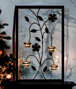 METSY Multi Colour Iron Handcraft Candle Tealight Holder Wall Hanging Leaf Frame