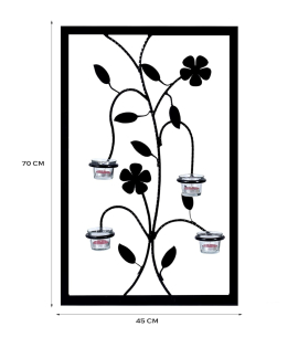 METSY Multi Colour Iron Handcraft Candle Tealight Holder Wall Hanging Leaf Frame