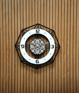 METSY Diamond Shap 3D Acrylic Octagon with Round Shap Wall Clock for Living Room, Bedroom, Home and Office Wall | Fashionable &amp; Creative Decoration Wall Clock. (46Cm * 46Cm)