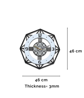 METSY Diamond Shap 3D Acrylic Octagon with Round Shap Wall Clock for Living Room, Bedroom, Home and Office Wall | Fashionable &amp; Creative Decoration Wall Clock. (46Cm * 46Cm)