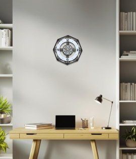 METSY Diamond Shap 3D Acrylic Octagon with Round Shap Wall Clock for Living Room, Bedroom, Home and Office Wall | Fashionable &amp; Creative Decoration Wall Clock. (46Cm * 46Cm)