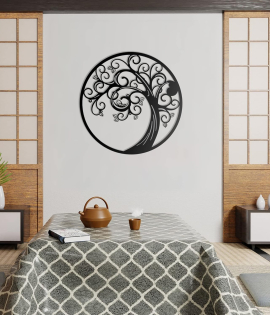 METSYMagical Tree Wall Art/Metal Sheet 1.2mm/Laser Cut/Powder Coated/Black/Dia. 56cm