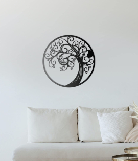 METSYMagical Tree Wall Art/Metal Sheet 1.2mm/Laser Cut/Powder Coated/Black/Dia. 56cm