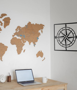 METSY Big Compass Metal Wall Art Laser Cut Black | Metal Art Wall Decor | Wall Hangings for Home Decoration | Decorative Items for Home Living Room