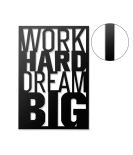 METSYWork Hard Dream Big Motivational Wall Art for Office, Hallway, Conference Room Matte Black Powder Coated(433x300) mm