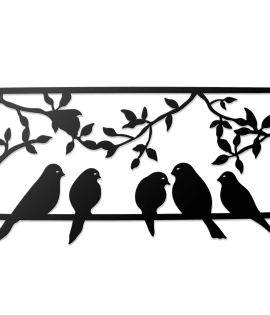 METSY Metal Wall Art Family of Birds Wall Hanging for Living room Bedroom Hall Laser Cut Black Powder Coated,Metal Wall Hangings for Home Decoration(480x900mm)