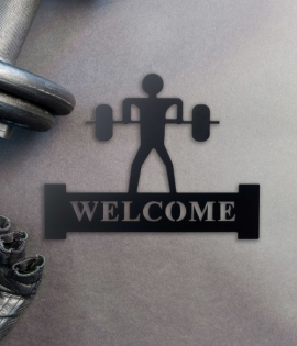 Welcome Sign for Gyms, Offices (281x220mm) Black Powder Coated