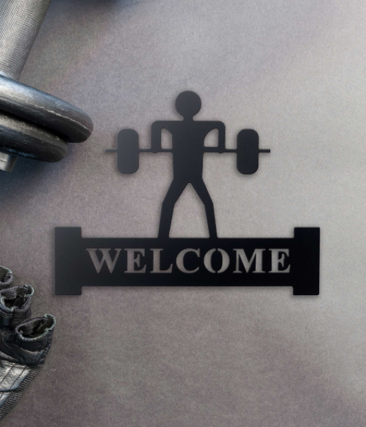Welcome Sign for Gyms, Offices (281x220mm) Black Powder Coated