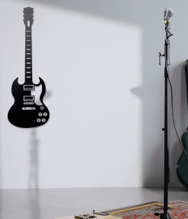 METSYMetal Guitar Wall hanger for Music lovers/(350x1050mm)/Precise Laser Cutting of 1.2mm MS sheet/Black Powder Coated