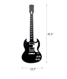 METSYMetal Guitar Wall hanger for Music lovers/(350x1050mm)/Precise Laser Cutting of 1.2mm MS sheet/Black Powder Coated