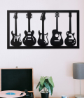 METSYGuitar Set Wall Art,(60x32cm),Made of 1.2mm Metal Sheet, Crafted with Laser Cutting, Black Powder Coated, For Music Lovers