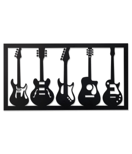 METSYGuitar Set Wall Art,(60x32cm),Made of 1.2mm Metal Sheet, Crafted with Laser Cutting, Black Powder Coated, For Music Lovers