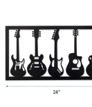 METSYGuitar Set Wall Art,(60x32cm),Made of 1.2mm Metal Sheet, Crafted with Laser Cutting, Black Powder Coated, For Music Lovers