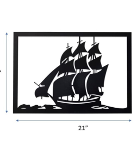 METSYSail Boat Wall Art,(62x44.5cm),Made of 1.2mm Metal Sheet, Crafted with Laser Cutting, Black Powder Coated, For Living room, Kid's Room, Bedroom, Hallway