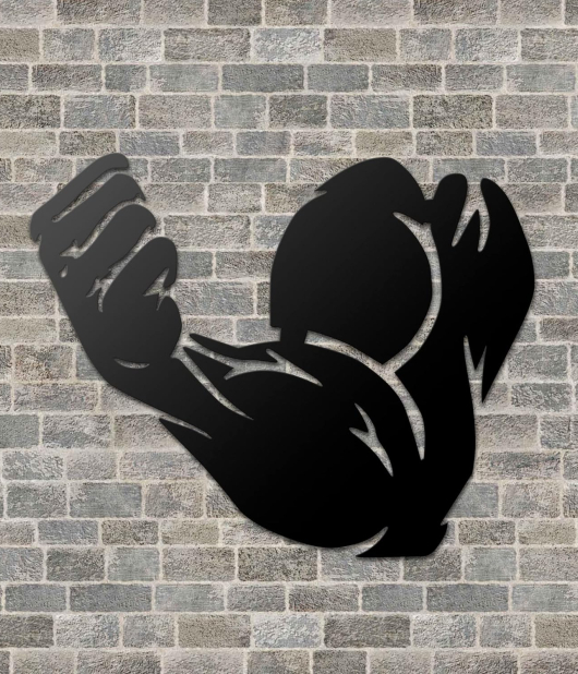 METSYGraphical Bicep Wall Art for Gym Lovers,(38x25cm),Made of 1.2mm Metal Sheet, Crafted with Laser Cutting, Black Powder Coated, For Living room, Kid's Room, Bedroom, Hallway
