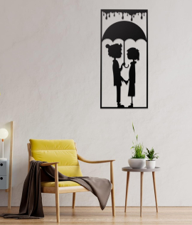 METSY Couple Wall Art,(131x63.5cm),Made of 1.2mm Metal Sheet, Crafted with Laser Cutting, Black Powder Coated, For Living room, Kid's Room, Bedroom, Hallway