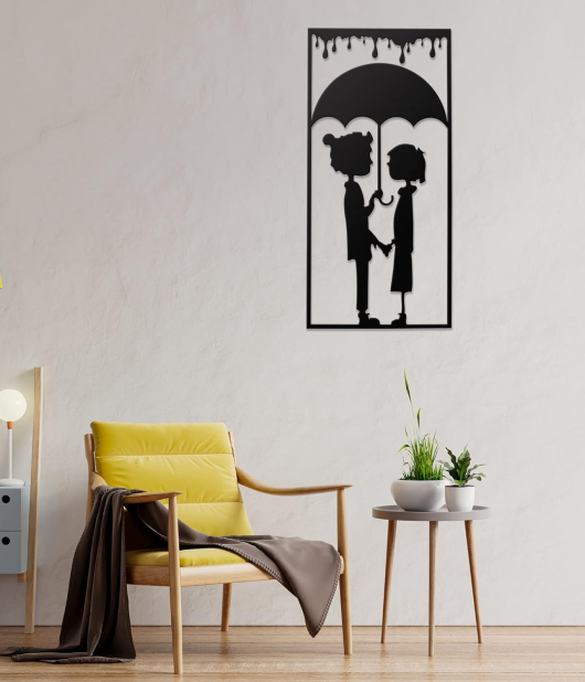 METSY Couple Wall Art,(131x63.5cm),Made of 1.2mm Metal Sheet, Crafted with Laser Cutting, Black Powder Coated, For Living room, Kid's Room, Bedroom, Hallway