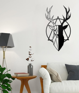 METSY Metal Deer Wall Art | Deer Head Wall Sulpture | Wildlife Metal Wall Hanging | Modern Deer Head Wall Mount | Size - 71 x 40 cm