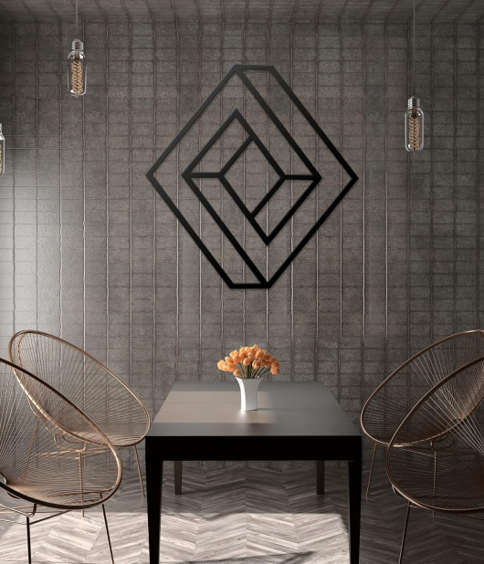 METSYHome Decor Geometric Diamond Shape Metal Art,(84x48 cm),Made of Metal, Crafted with Laser Cutting, Black Powder Coated, For Living room, Kid's Room, Bedroom, Hallway