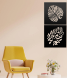 METSY Leaf Metal Wall Art Decor | Wall Hanging of Monstera Leaves | Made of 1.2mm Metal Sheet | Crafted with Laser Cutting | Black Powder Coated | Leaves Wall Decor | Set of 2