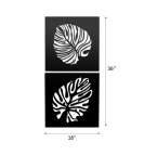 METSY Leaf Metal Wall Art Decor | Wall Hanging of Monstera Leaves | Made of 1.2mm Metal Sheet | Crafted with Laser Cutting | Black Powder Coated | Leaves Wall Decor | Set of 2
