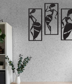 METSY Stylish Metal Tribal Women Wall Art Black for Home | Bedroom | Office | Hallways etc | Metal Wall Art | Wall Decor Items for decoration | Classic Wall Art (Style_03)