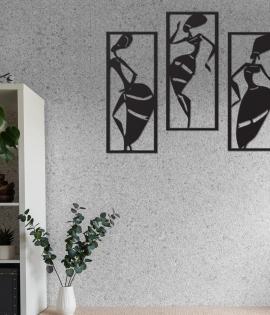 METSY Stylish Metal Tribal Women Wall Art Black for Home | Bedroom | Office | Hallways etc | Metal Wall Art | Wall Decor Items for decoration | Classic Wall Art (Style_03)