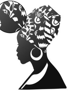 METSYWall Decor African Queen, Made of 1.2mm Metal Sheet, Crafted with Laser Cutting, Black Powder Coated, For Music Lovers(Size: 51x35.5cm)