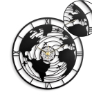 METSY Metal Wall Clock World Map Design | Metal Wall Art Clock Decor for Living Room | Wall Hangings for Home Decoration | Size: 44.5x44.5 cm | Laser Cutting & Black Powder Coated