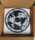 METSY Metal Wall Clock World Map Design | Metal Wall Art Clock Decor for Living Room | Wall Hangings for Home Decoration | Size: 44.5x44.5 cm | Laser Cutting & Black Powder Coated