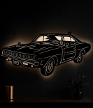 METSY Musclecar wall art with light(93x43) cm Black powercoated mild steel car laser cut black power coated for car lovers
