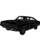 METSY Musclecar wall art with light(93x43) cm Black powercoated mild steel car laser cut black power coated for car lovers