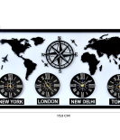 METSY world map with clock wall hanging metal art black and white for office restaurant (76Cm* 153Cm) World Map Metal Wall Decor Art 3D Home Office Bedroom Living Room Outdoor