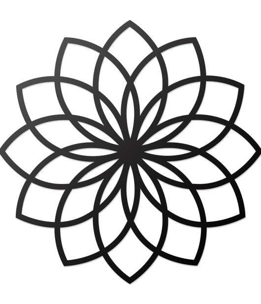 METSYMetal flower rings Wall Art(Diameter 42cm)/Décor for Corridor/Wall Decoration/Offices/Hallway, Made of Metal, Finely Crafted with Laser Cutting, Powder Coated