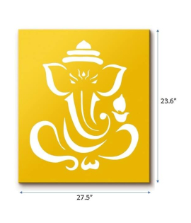METSY Laser Cut Shri Ganesh Backlit Wall Light Wall Art (23.6 inch X 27.5 inch, Yellow)