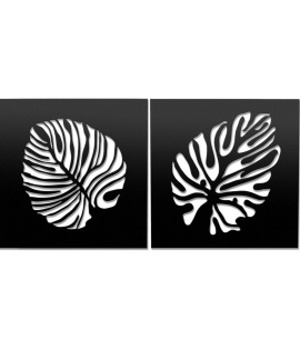 METSY Leaf Metal Wall Art Decor | Wall Hanging of Monstera Leaves | Made of 1.2mm Metal Sheet | Crafted with Laser Cutting | Black Powder Coated | Leaves Wall Decor | Set of 2
