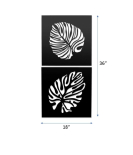 METSY Leaf Metal Wall Art Decor | Wall Hanging of Monstera Leaves | Made of 1.2mm Metal Sheet | Crafted with Laser Cutting | Black Powder Coated | Leaves Wall Decor | Set of 2
