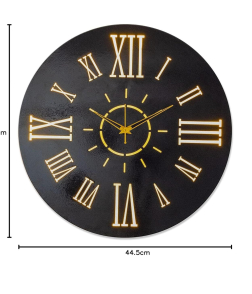 METSY METSYClock with LED Glow,(Size: 44.5x44.5 cm),Fine Laser Cutting &amp; Black Powder Coated(Long Lasting &amp; Durable Material) Scratch Resistant &amp; Rust Resistant