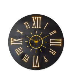 METSY METSYClock with LED Glow,(Size: 44.5x44.5 cm),Fine Laser Cutting &amp; Black Powder Coated(Long Lasting &amp; Durable Material) Scratch Resistant &amp; Rust Resistant