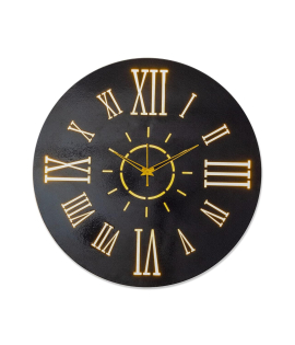 METSY METSYClock with LED Glow,(Size: 44.5x44.5 cm),Fine Laser Cutting &amp; Black Powder Coated(Long Lasting &amp; Durable Material) Scratch Resistant &amp; Rust Resistant