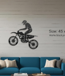 METSY Wall Decor(Dirt Bike Rider) Metal Art, Made of 1.2mm Metal Sheet, Crafted with Laser Cutting,(PREMIUM FINISH),Scratch Resistant, Rust Resistant (Size: 45x43cm), Gorgeous looking