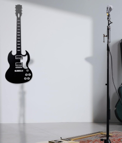METSY METSYMetal Guitar Wall hanger for Music lovers/(350x1050mm)/Precise Laser Cutting of 1.2mm MS sheet/Black Powder Coated