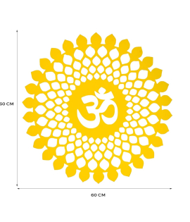 METSY Stylish Metal Yellow Om Religious Symbol 3D Acrylic Wall Hanging Decor Items (60cmx60cm) For Temple/Room/Living Room/Bedroom/Office/Home | Metal Wall Art | Wall Decor Sculpture