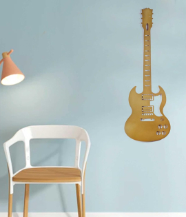 METSY Guitar Metal Wall Art | Music Lover Gifts for Men | Music Room Decoration Items | Wall Hanging Decorative Items | Size - 41.3 inch X 13.7 inch | Glossy Golden