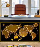 METSY METSYMetal Laser Cut (World Map with Analogue Clock) Wall Hanging Golden World map with clock (Black & Golden) (Black & golden 5 * 2.5) world map for home decor