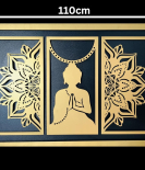 METSY Home Decor Buddha Mandala Metal Art | Wall Hanging Wall Arts for Home | Buddha Frames for Wall Modern Art | (Set of 3) | 110cmx75cmx1.2cm | Made of Metal(1.2mm) | Scratch & Rust Resistant