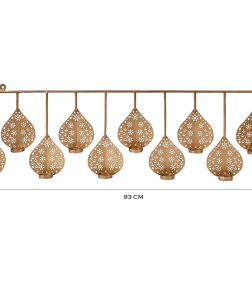 METSY Stylish Metal Cutting Edge Candle Light Holder Leaf in Rectangular Shape | Metal Art | Home Decor Items (Golden Rectangular)